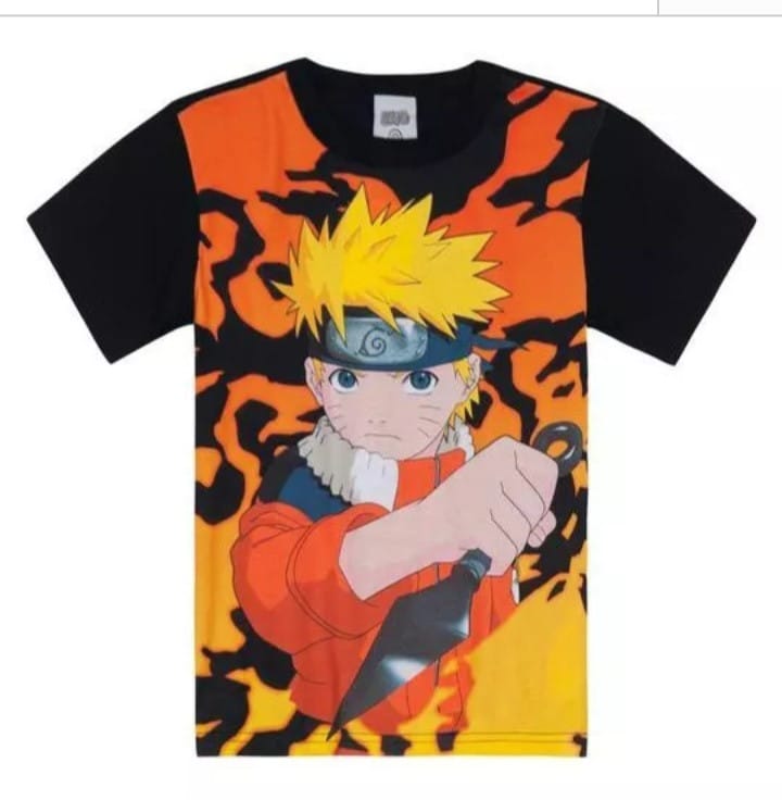 Camiseta personagem Naruto preta - Foto 1