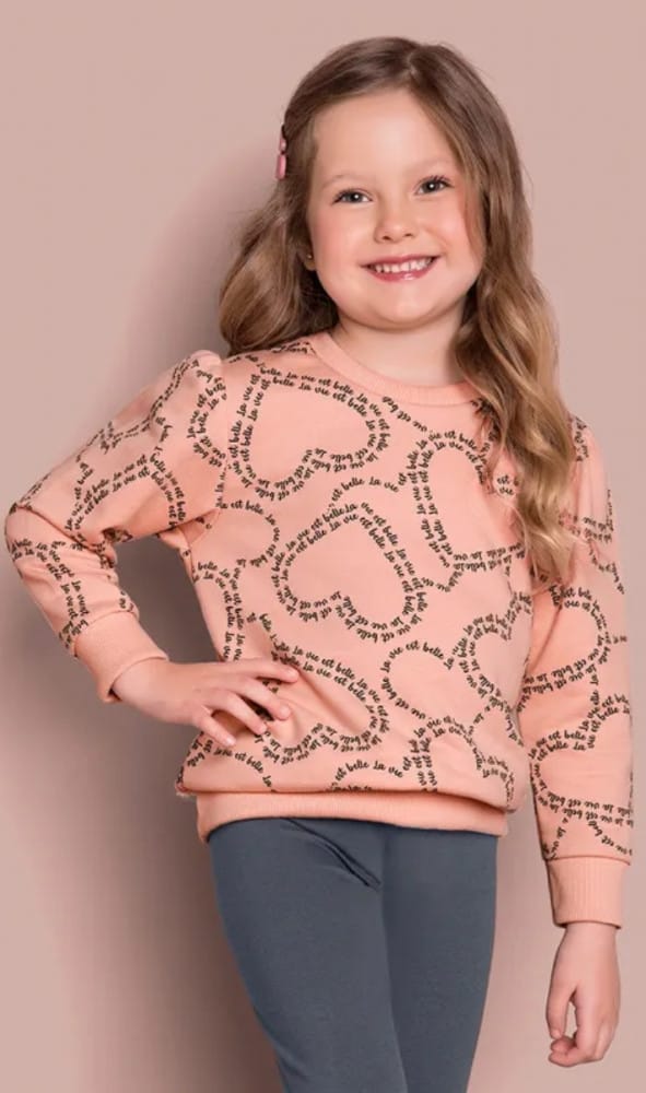 Blusa em moletom corações Milon - Foto 1