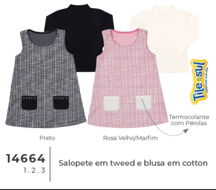 Conjunto Vestido Salopete e Blusa Tileesul - Foto 2