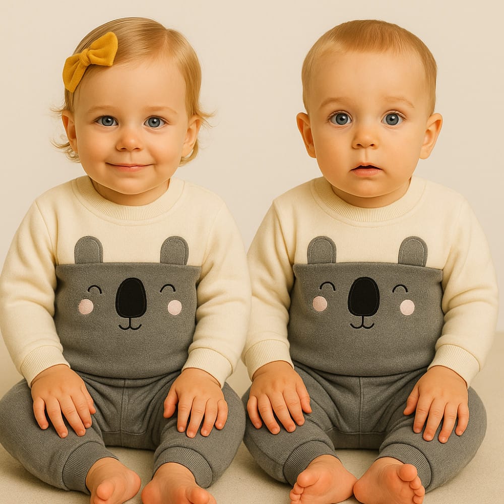 Conjunto Baby em Fleece unissex com orelhinhas Tileesul - Foto 1