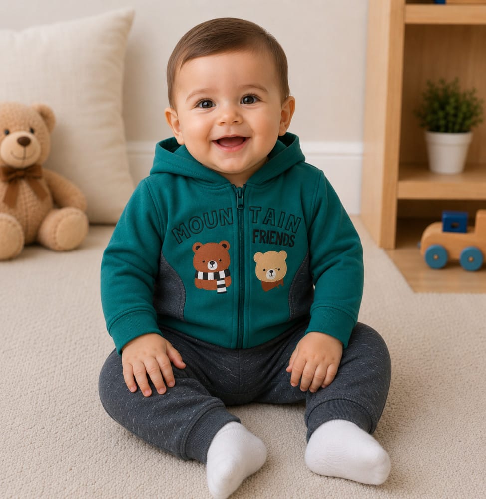 Conjunto baby com capuz menino Jidi - Foto 1