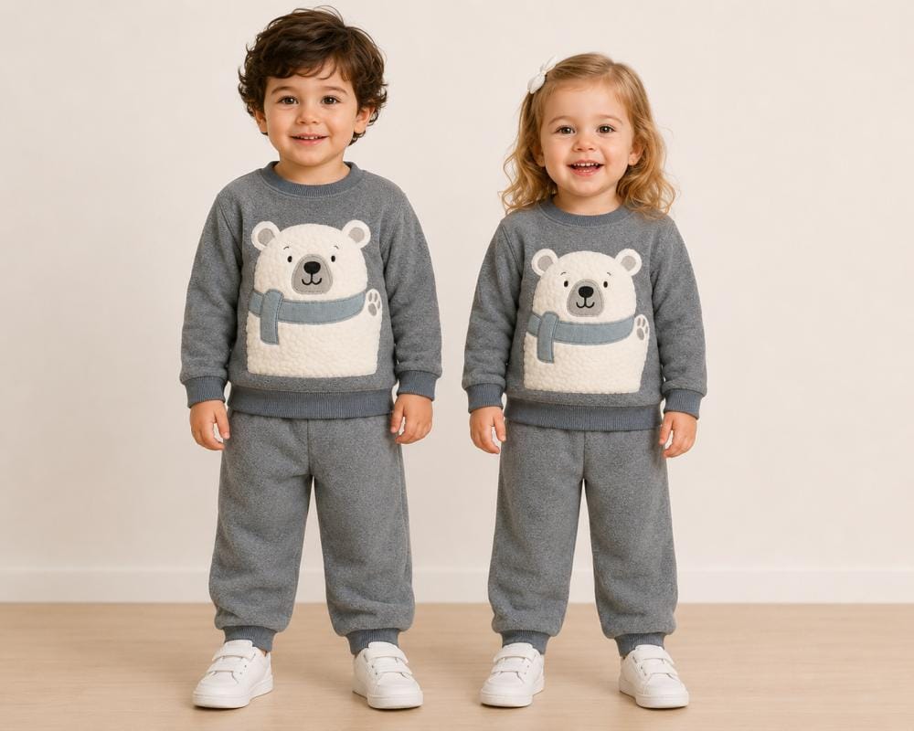 Conjunto unissex em Fleece Urso Cachecol Tileesul - Foto 1