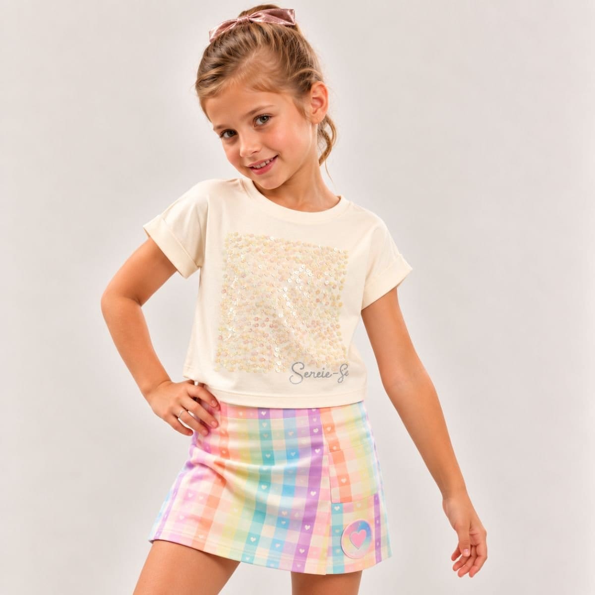 Short-saia corações multicolorido - Foto 2