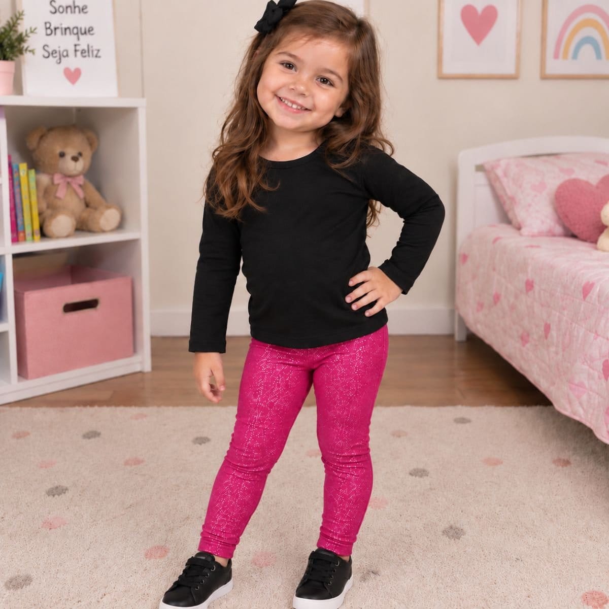 Calça Legging cotton com glitter - Foto 2