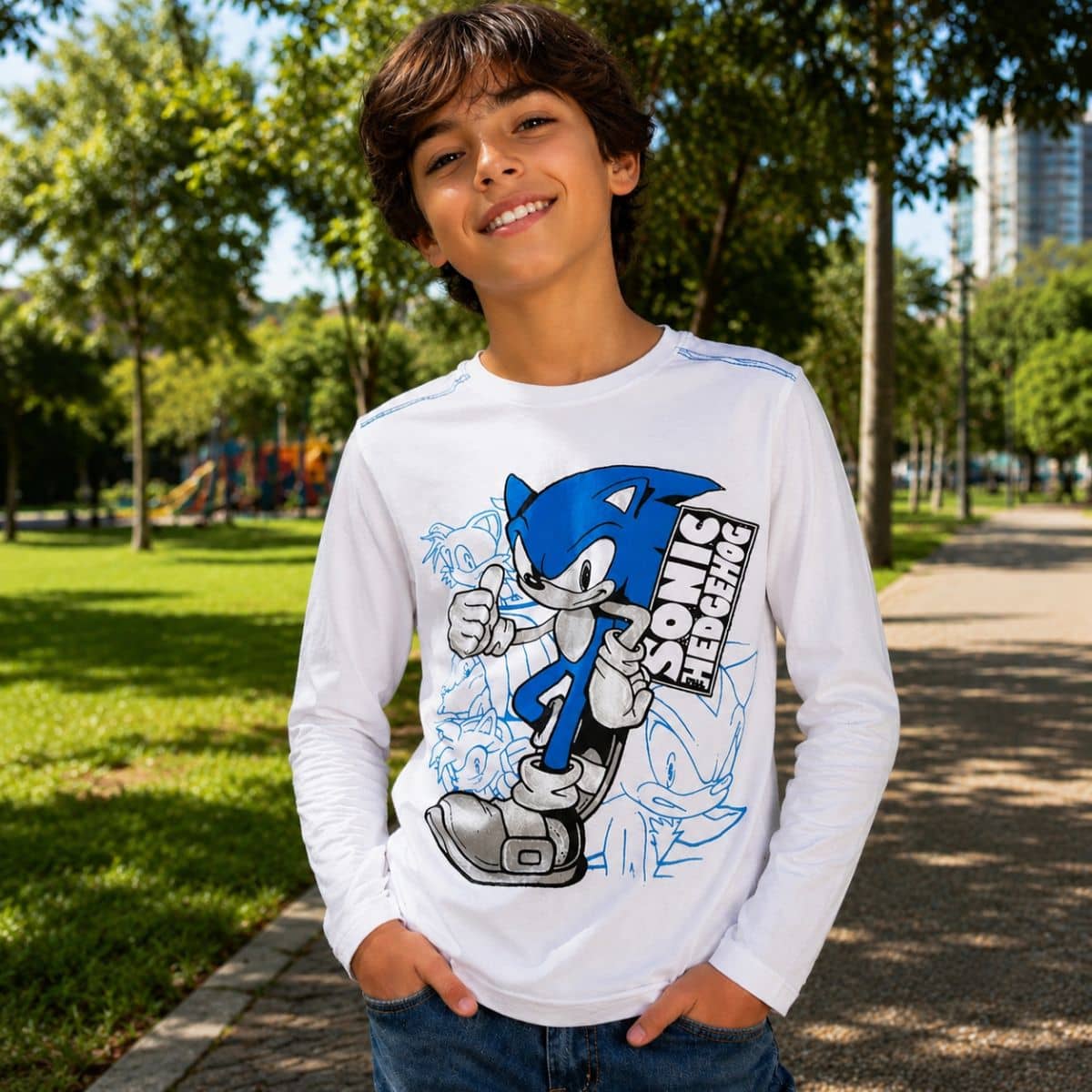 Camiseta Manga Longa Sonic