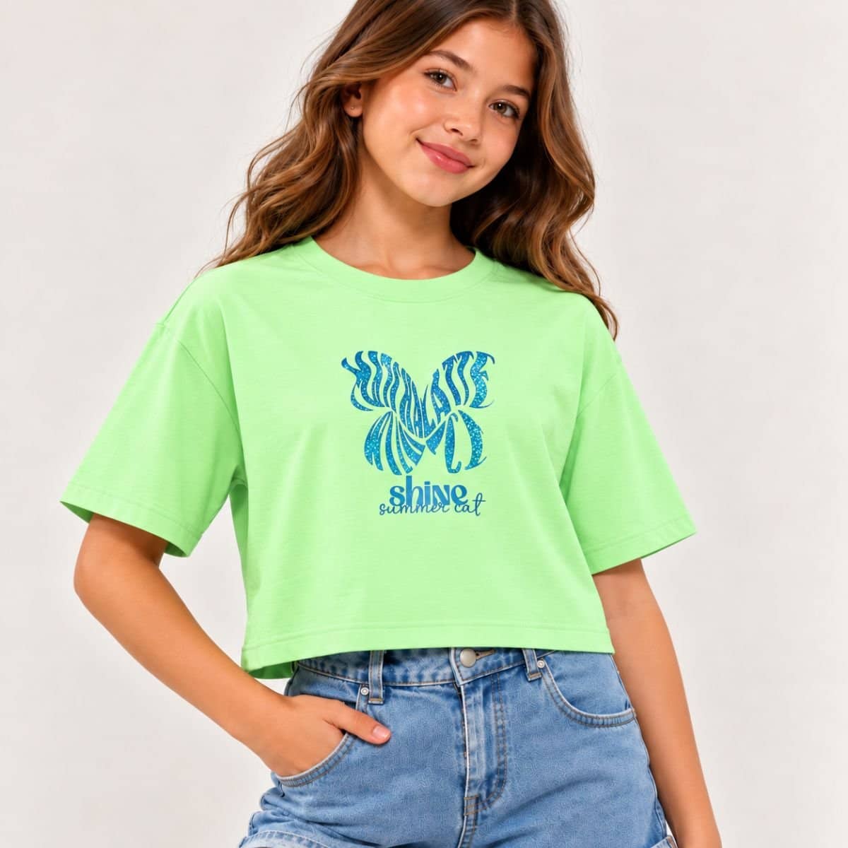 Blusa cropped borboleta