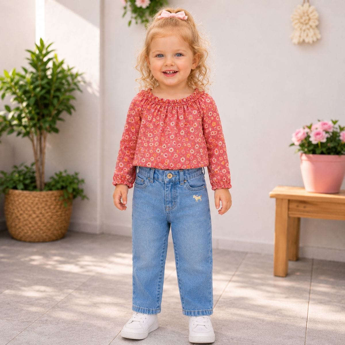 Calça jeans menina com bordado Charpey - Foto 1