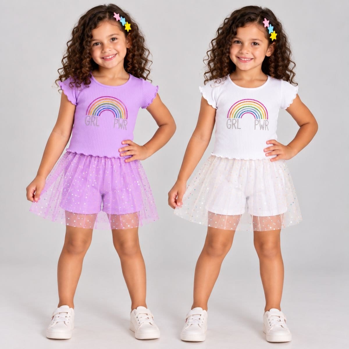 Conjunto Arco-íris com tule furta-cor - Foto 1