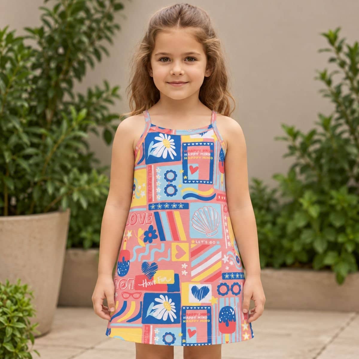 Vestido alcinha estampado Elian